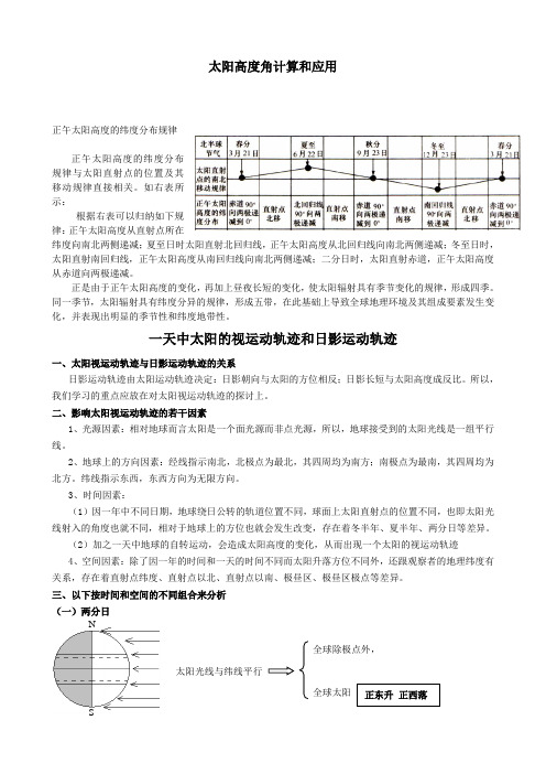 高中地理名师复习专题5-太阳高度角计算和应用