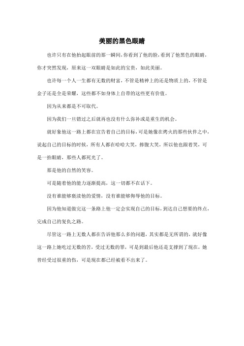 美丽的黑色眼睛_高中高三作文450字