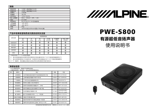 Alpine阿尔派PWE-S800使用说明书