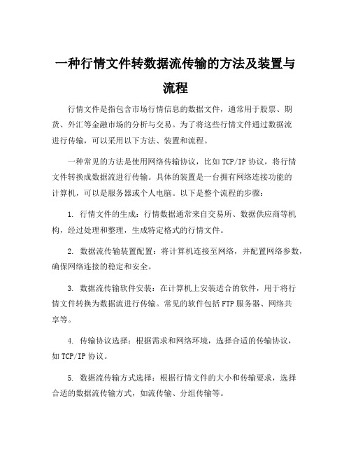 一种行情文件转数据流传输的方法及装置与流程