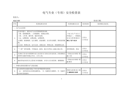 电气仪表隐患排查表