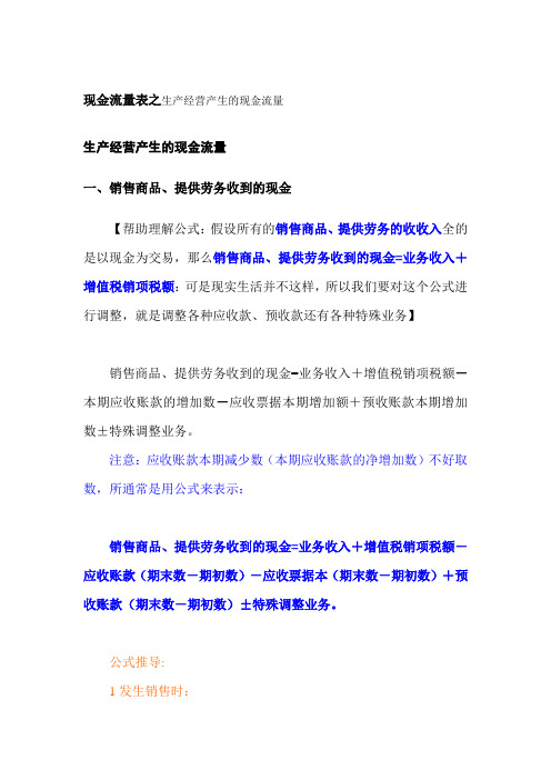 现金流量表之经营活动产生的现金流量