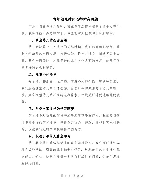 青年幼儿教师心得体会总结