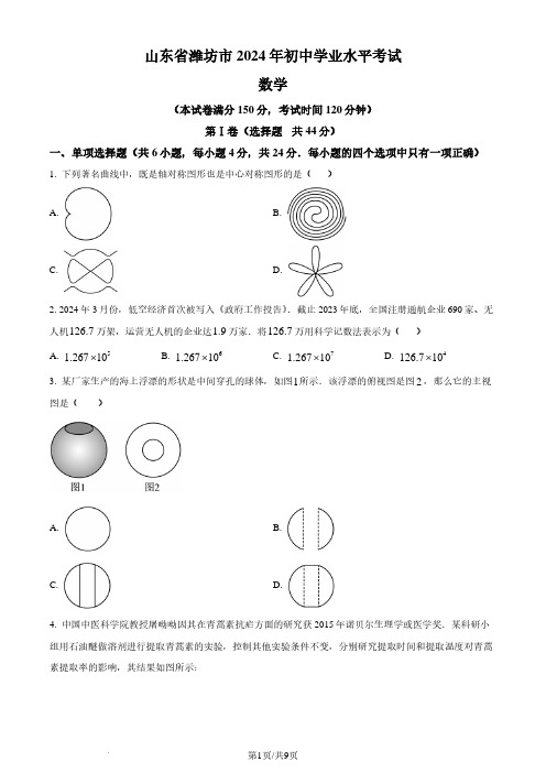 2024年山东省潍坊市中考真题试题(原卷版)