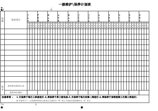 一级维护保养计划表