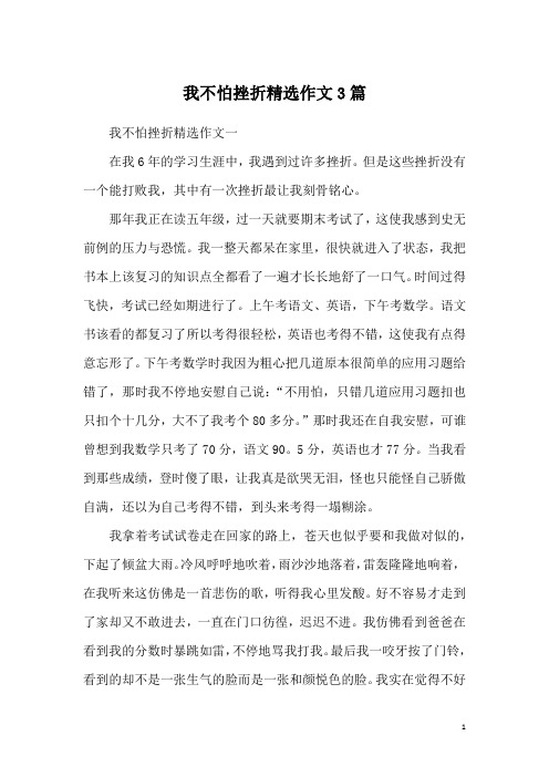 我不怕挫折精选作文3篇