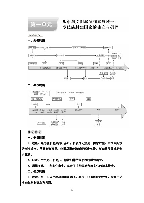 (学习指导)必修上第1单元第1课 从中华文明的起源到春秋战国Word版含答案