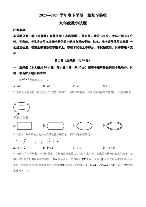 2024年山东省临沂市临沭县九年级中考一模数学试题(原卷版)