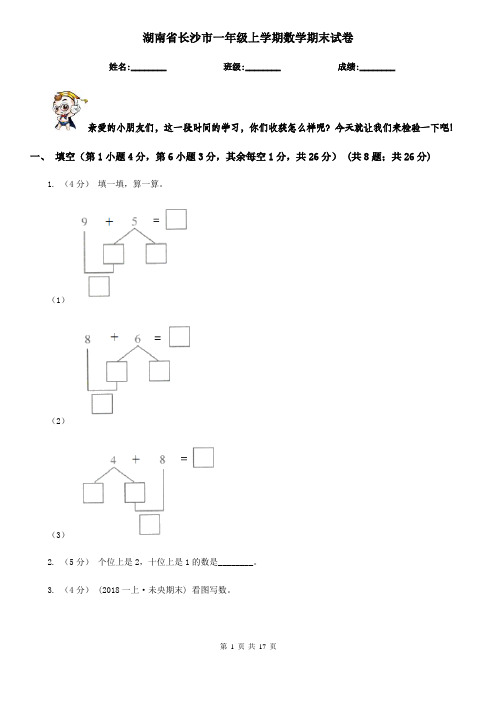 湖南省长沙市一年级 上学期数学期末试卷