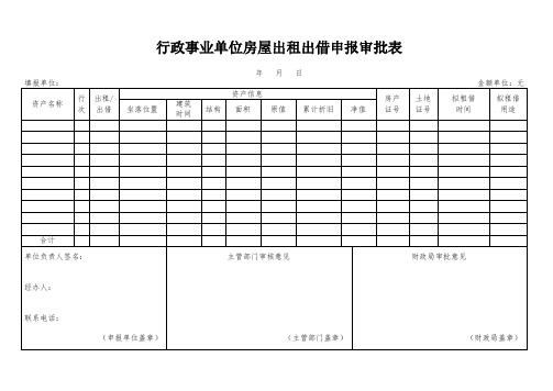 行政事业单位房屋出租出借申报审批表