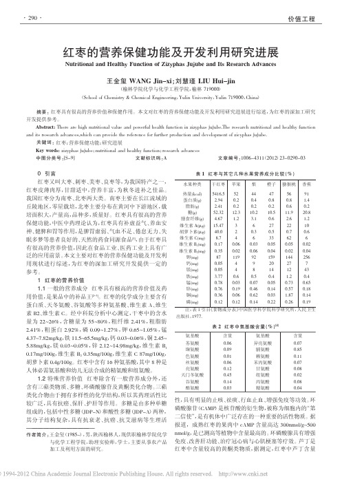 红枣的营养保健功能及开发利用研究进展_王金玺