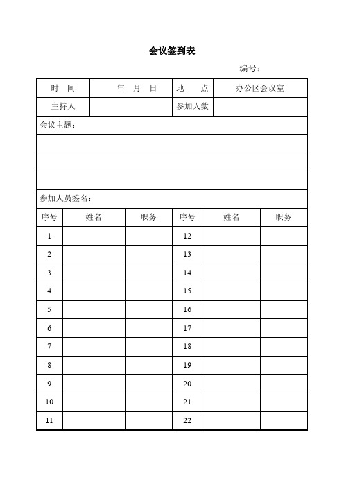 安全、质量会议签到表