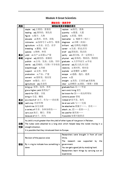 Module_4_Great_Scientists复习教案(外研版必修4)