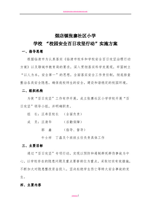 张寨小学校园安全百日攻坚专项整治方案