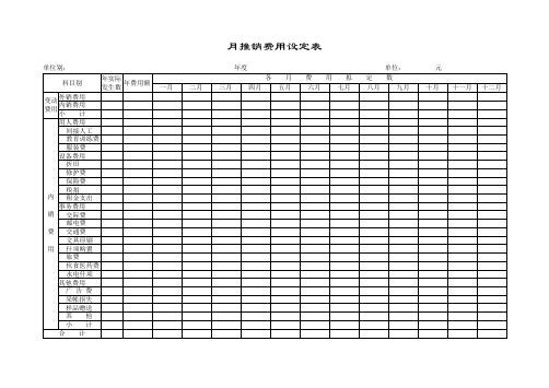 月推销费用设定表