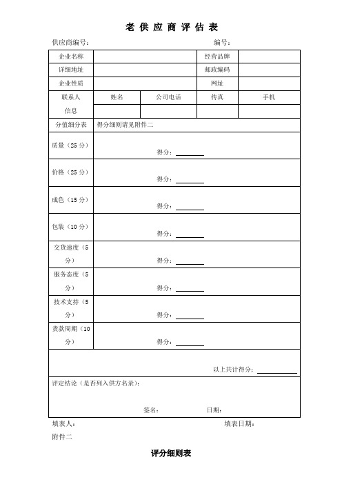 3.供应商评定表格