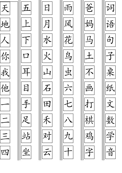 【人教部编版】一年级生字卡片最新整理(Word版,14页,可直接打印)