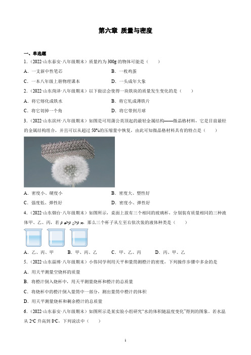 8年级物理第6章质量与密度