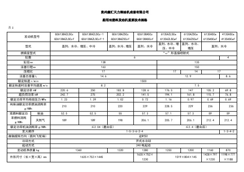 船用双燃料发动机重点技术参数