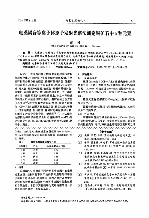 电感耦合等离子体原子发射光谱法测定铜矿石中6种元素