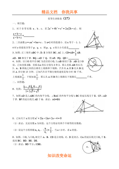 初三数学优等生训练卷17