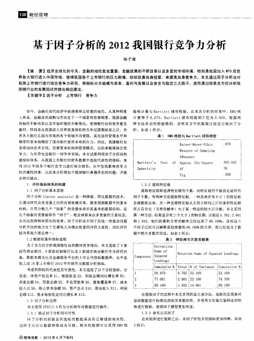 基于因子分析的2012我国银行竞争力分析