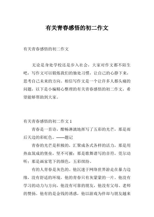 有关青春感悟的初二作文