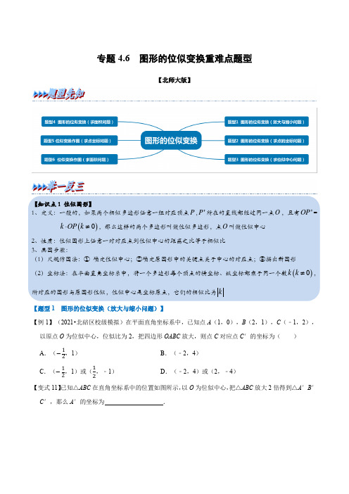 专题4.6图形的位似变换-重难点题型(举一反三)(北师大版)(原卷版)