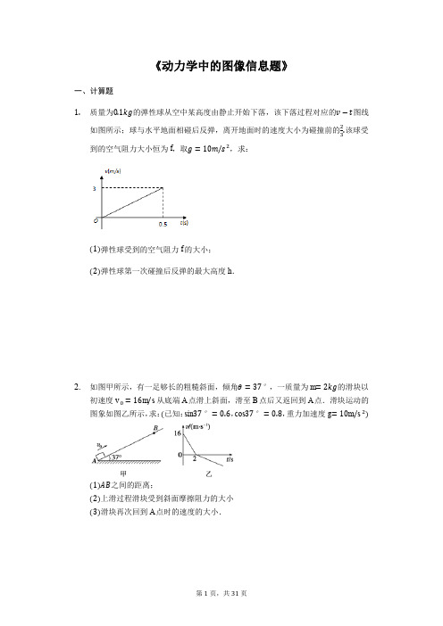 高考物理计算题复习《动力学中的图像信息题》(解析版)