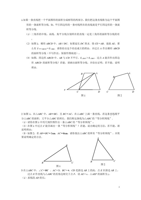 初中平分面积周长问题