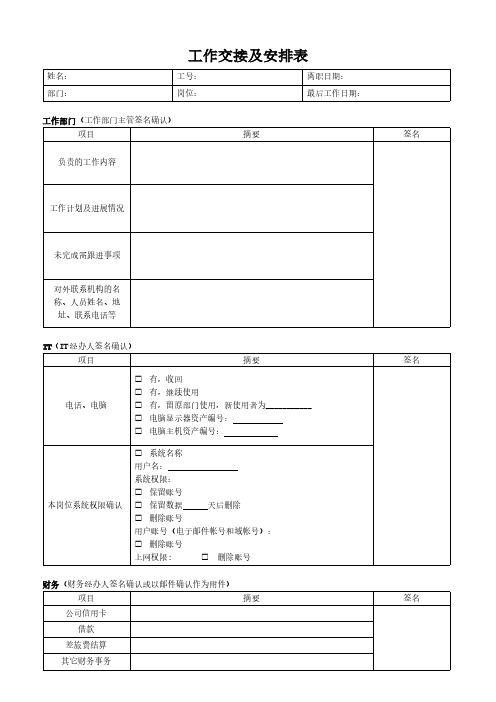 工作交接表Word文档内容完整