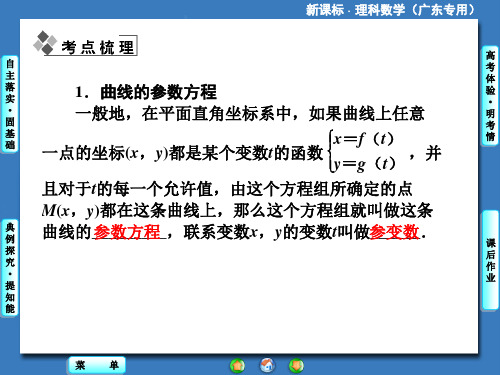 2014届高三一轮复习课堂新坐标理科数学人教A版选修4-4第二节参数方程