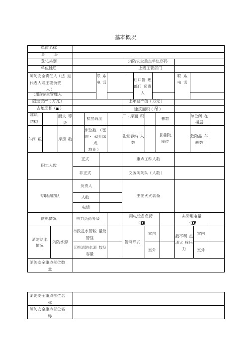 最新酒店消防管理常用表格资料