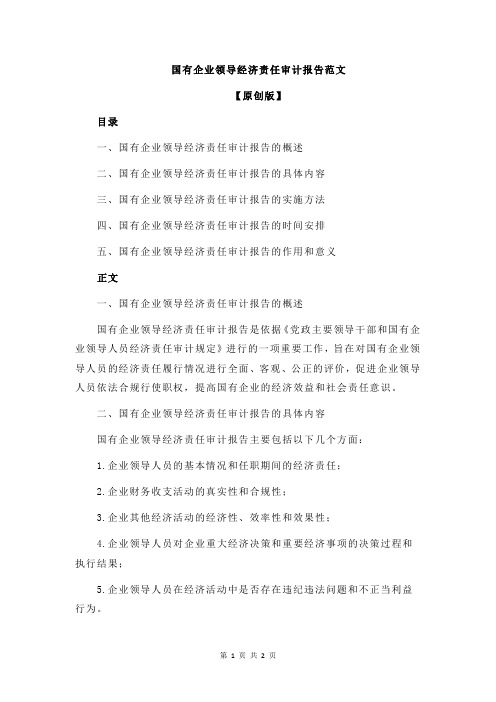 国有企业领导经济责任审计报告范文