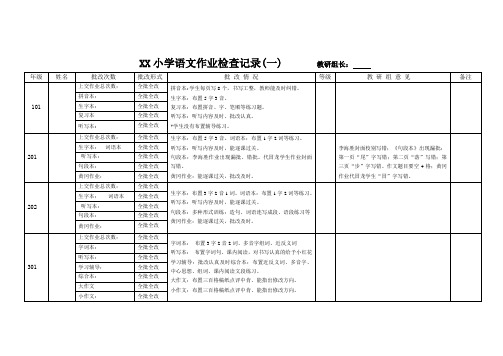 语文作业检查记录201710