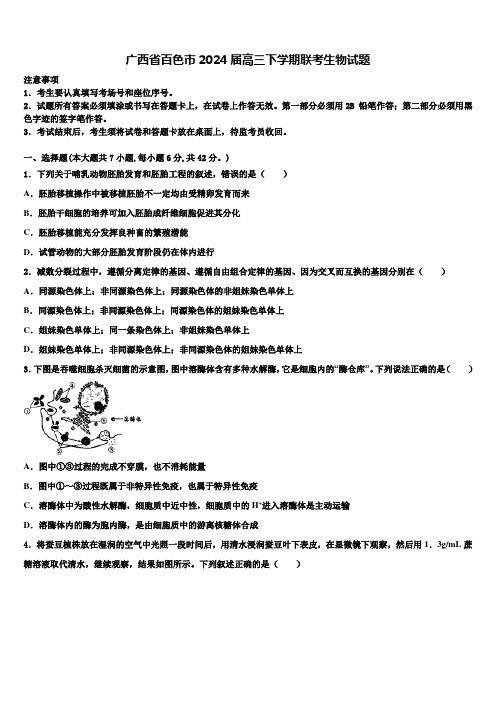 广西省百色市2024届高三下学期联考生物试题含解析