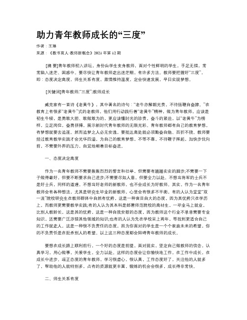 助力青年教师成长的“三度” 