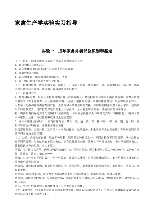 家禽生产学实验实习指导