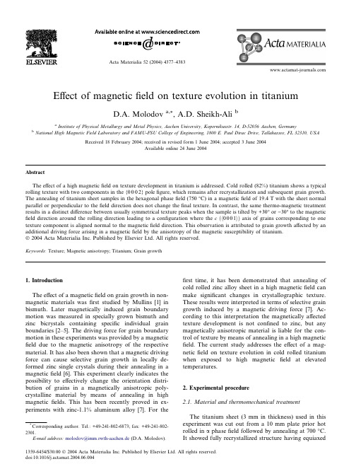 Effect of magnetic field on texture evolution in titanium