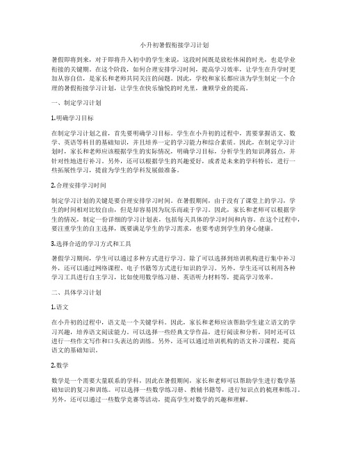 小升初暑假衔接学习计划