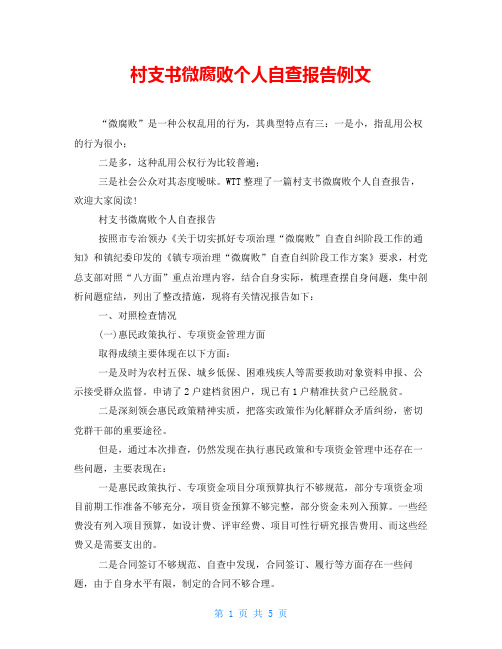 村支书微腐败个人自查报告例文