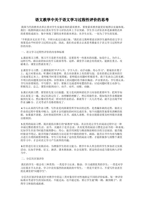 语文教学中关于语文学习过程性评价的思考