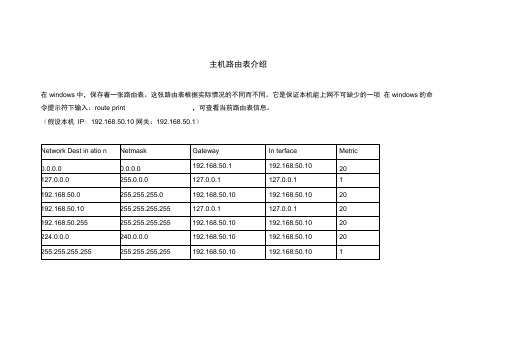 主机路由表介绍