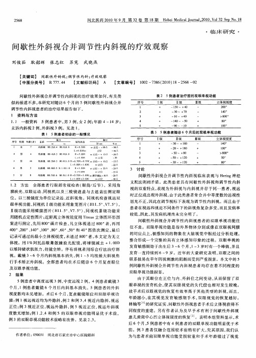 间歇性外斜视合并调节性内斜视的疗效观察