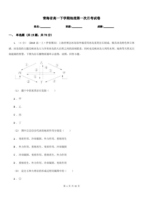 青海省高一下学期地理第一次月考试卷(考试)