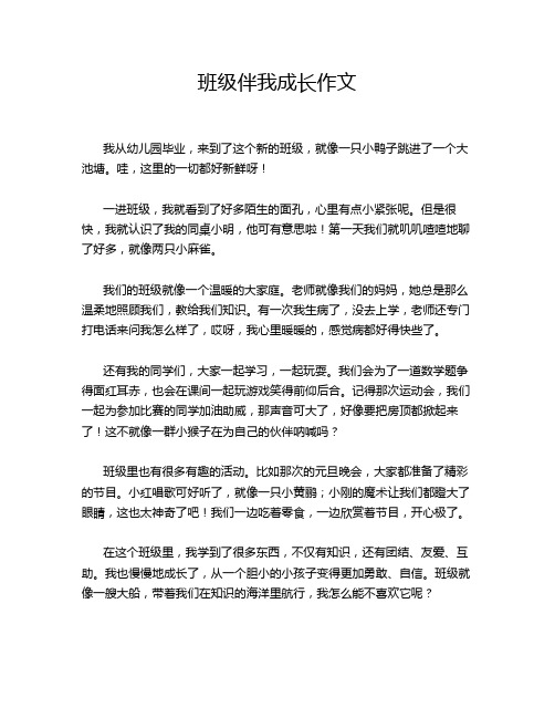 班级伴我成长作文