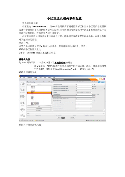 小区重选及相关参数配置