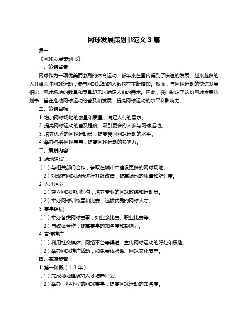 网球发展策划书范文3篇