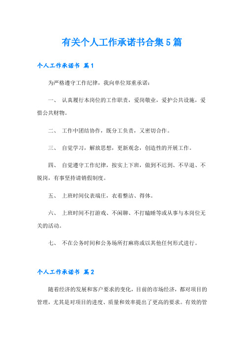 有关个人工作承诺书合集5篇