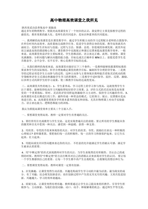 高中物理高效课堂之我所见